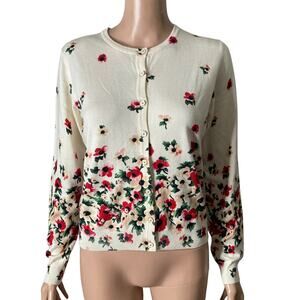 Hayden Park Petites Cardigan Womens PL White Multicolored Floral